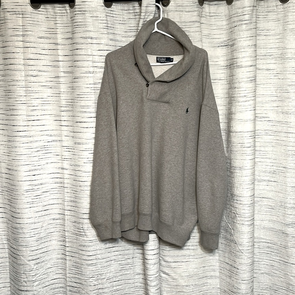 Polo worn once dress up or down button up sweat shirt